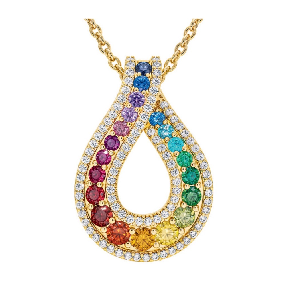 Danbury Mint Rainbow Drop Pendant on chain necklace